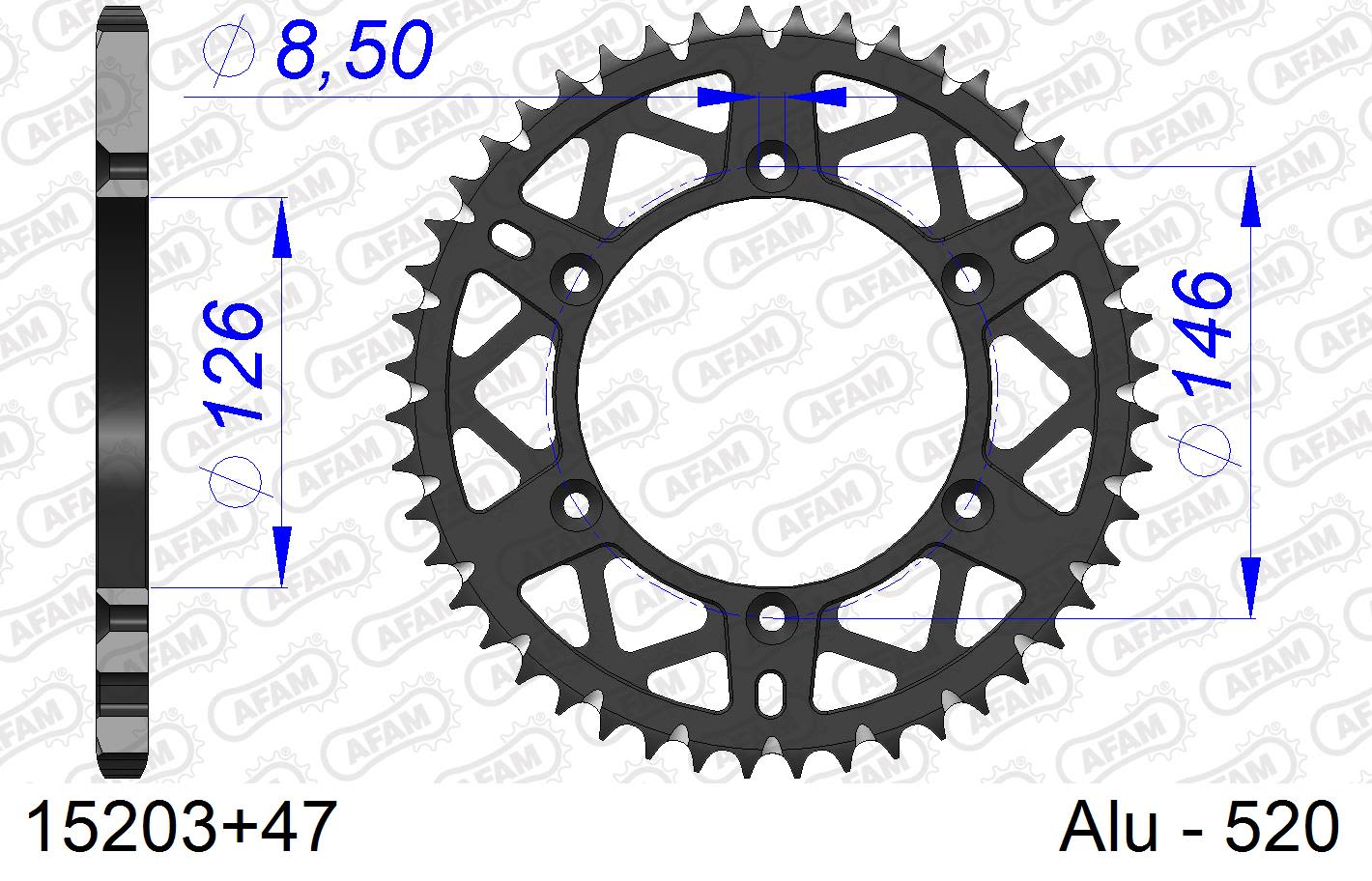 Corona AFAM 15203+47 in all. passo 520 SUZUKI DR-Z 400 E 2000  -2007  