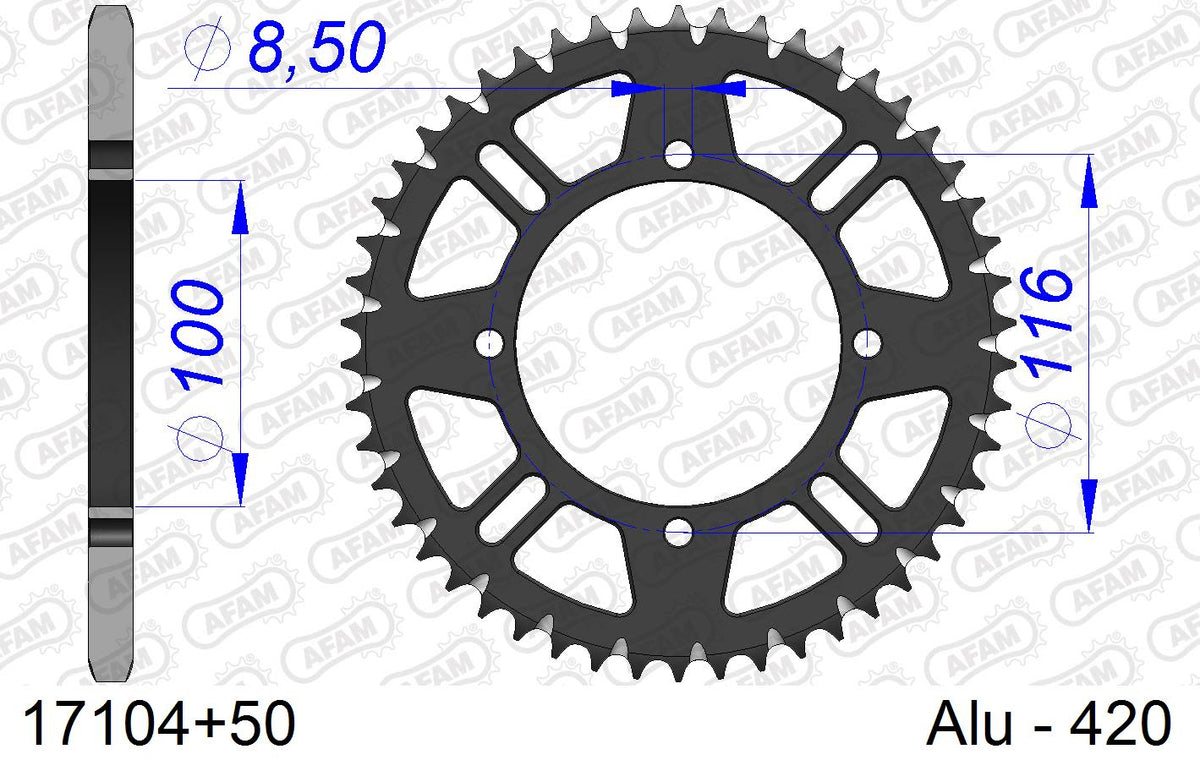 Corona AFAM 17104+50 in all. passo 420 KAWASAKI KX 85 17-14 2003  -2023  