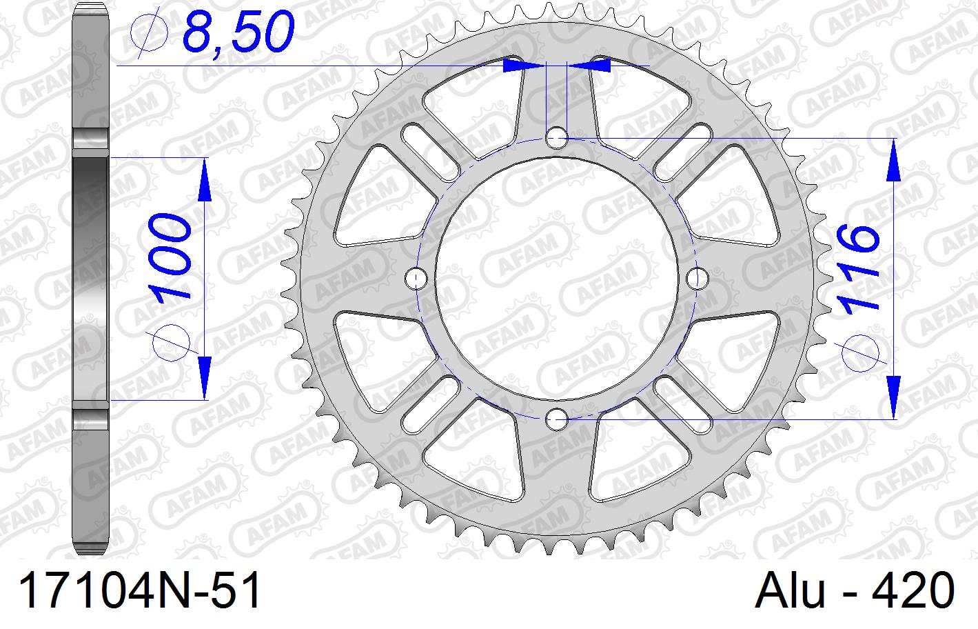 Corona AFAM 17104N-51 in all. passo 420 KAWASAKI KX 80 1998  -2000  