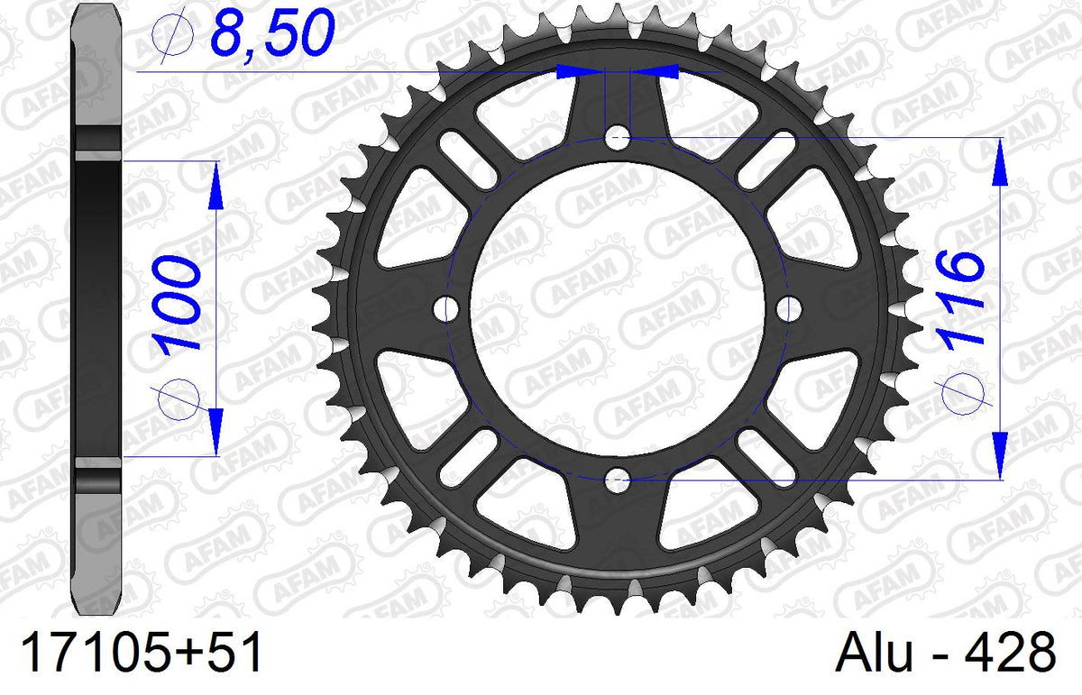 Corona AFAM 17105+51 in all. passo 428 KAWASAKI KX 100 1998  -2013  