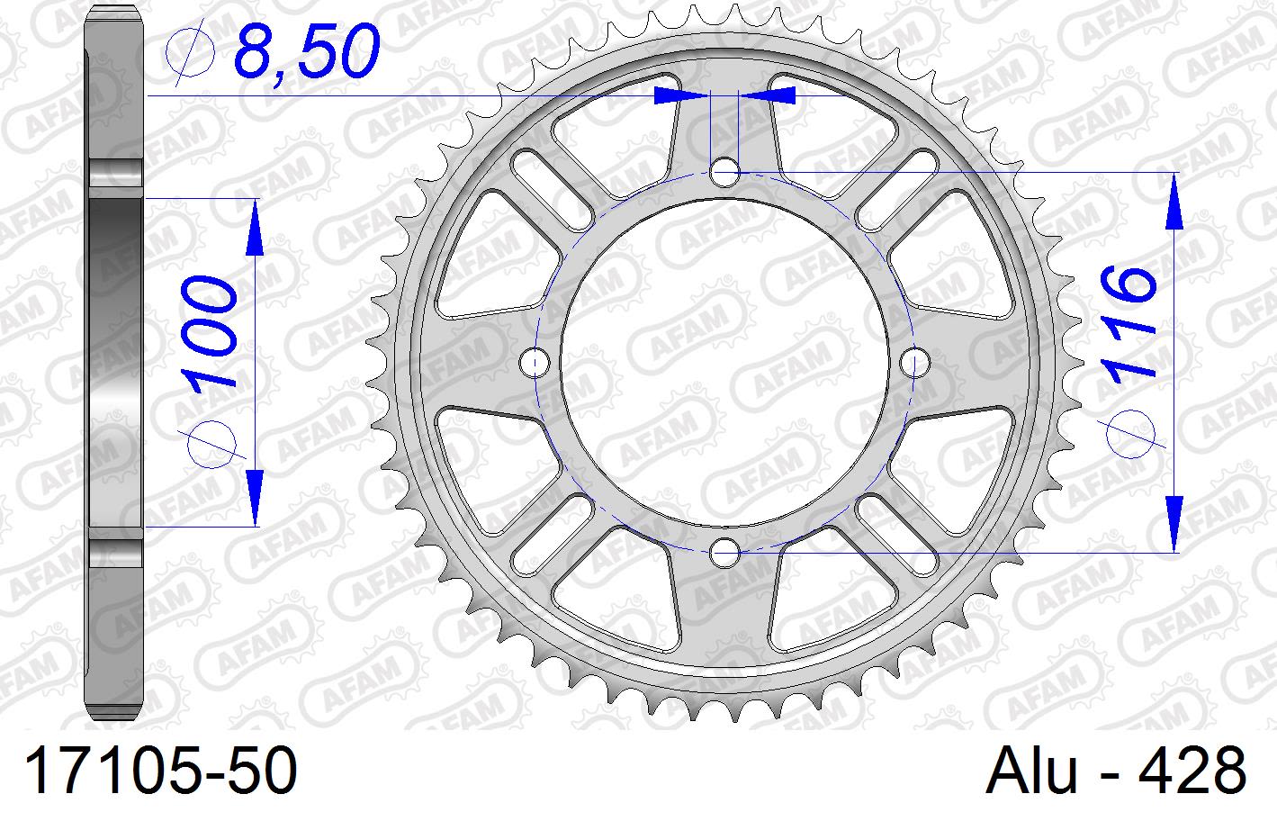 Corona AFAM 17105-50 in all. passo 428 KAWASAKI KX 85 17-14 2003  -2023  