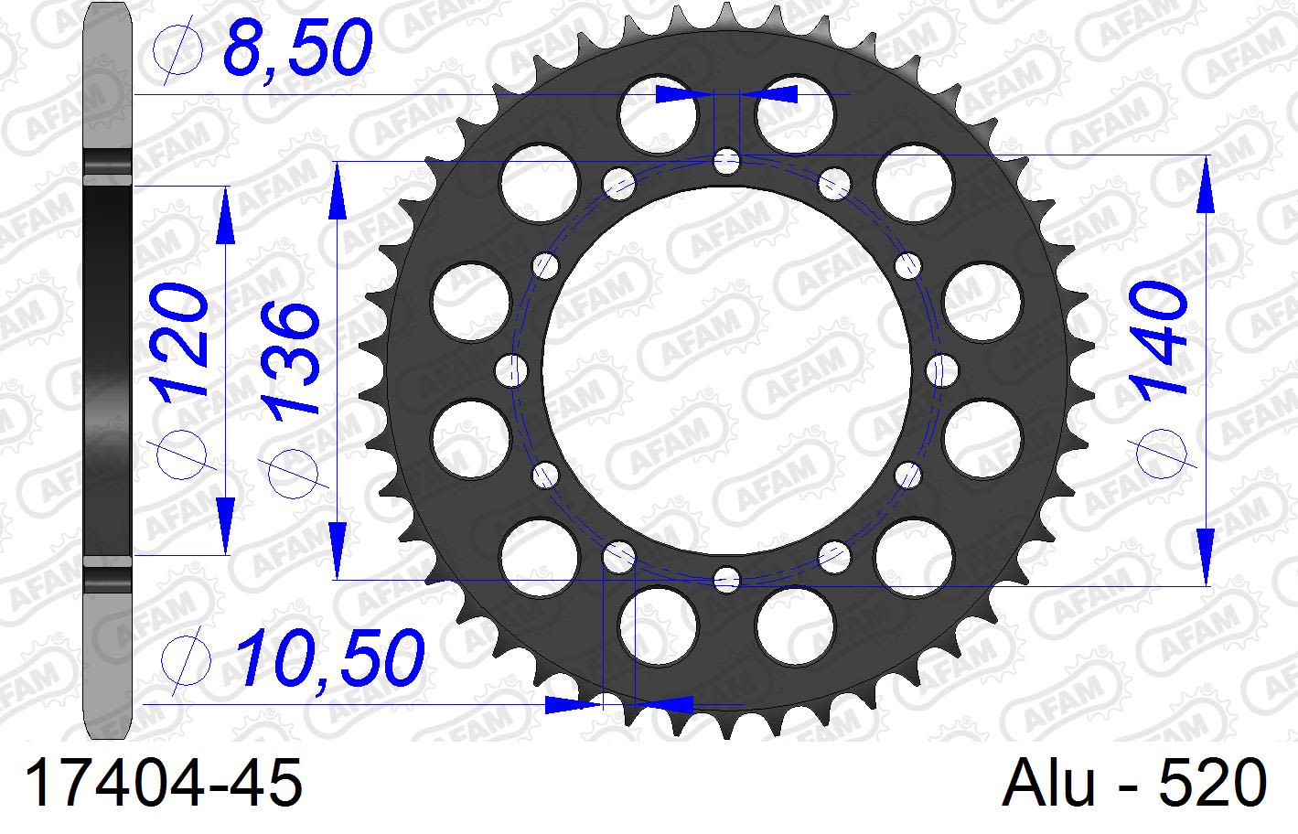 Corona AFAM 17404-45 in all. passo 520 SUZUKI GSX-R 600 1997  -2000  