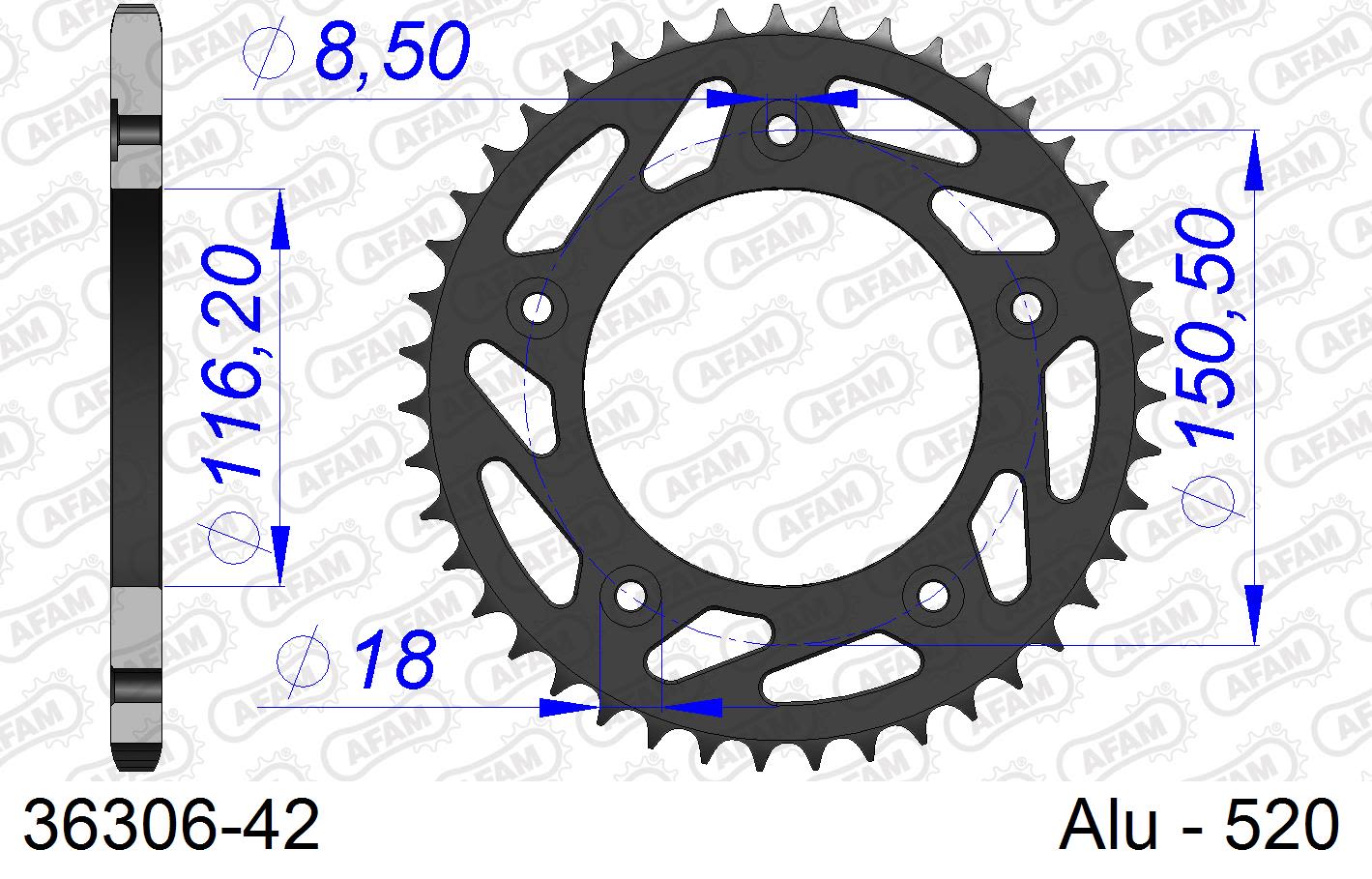 Corona AFAM 36306-42 in all. passo 520 APRILIA RS 250 1995  -2003  