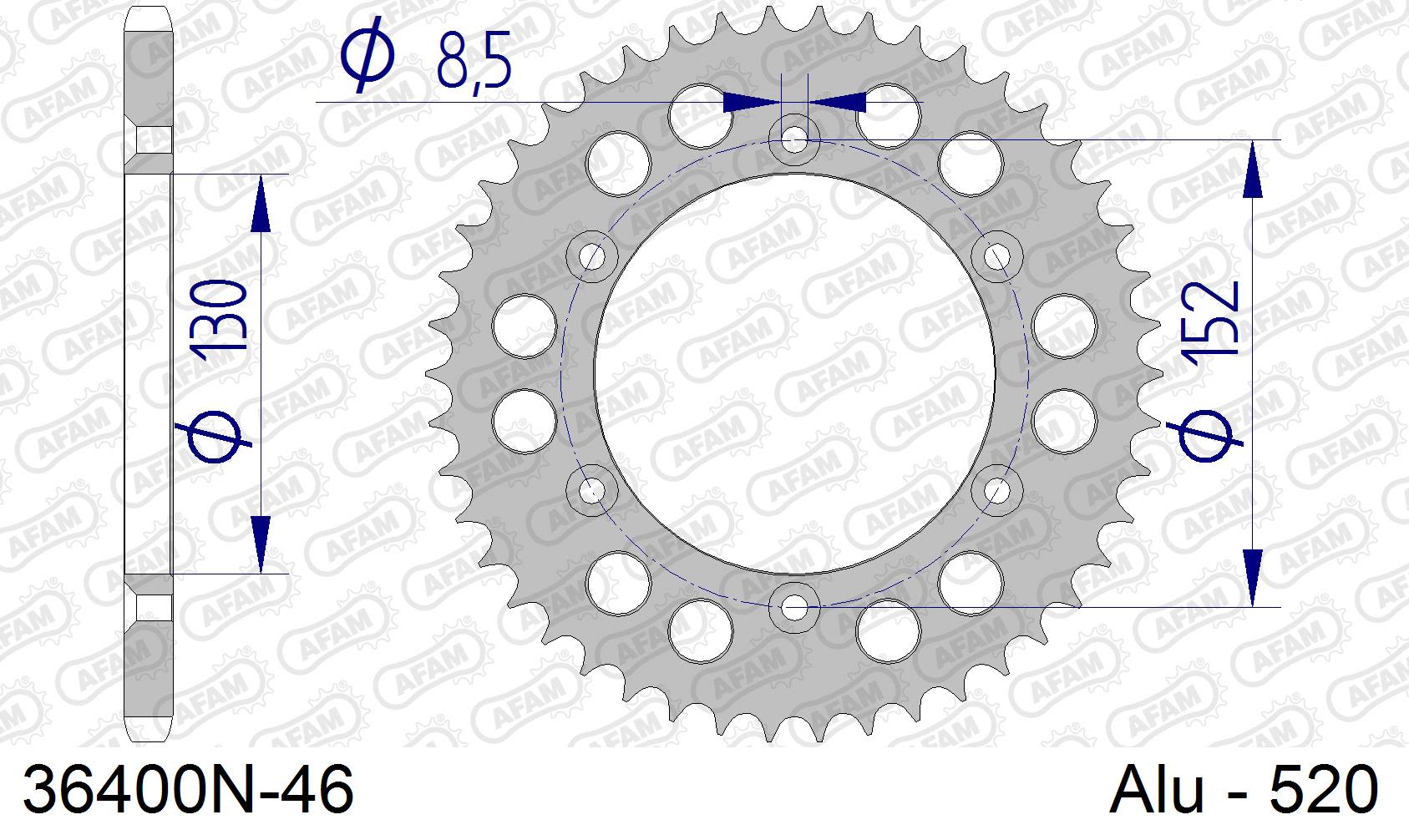 Corona AFAM 36400N-46 in all. passo 520 APRILIA SXV 450 SUPERMOTO 2006  -2013  