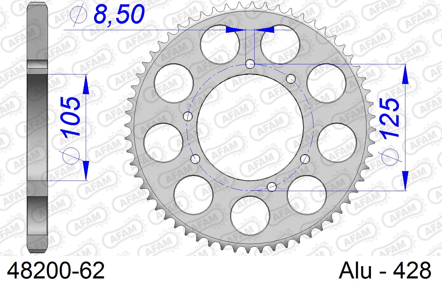 Corona AFAM 48200-62 in all. passo 428 HM-HONDA CRE F 125 BAJA 4T 2011  -2016  