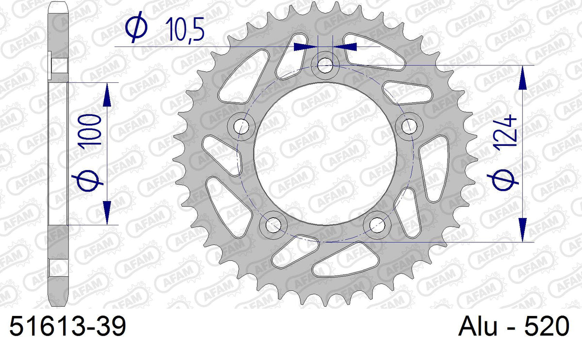 Corona AFAM 51613-39 in all. passo 520 DUCATI 749 DARK 2004  -2006  