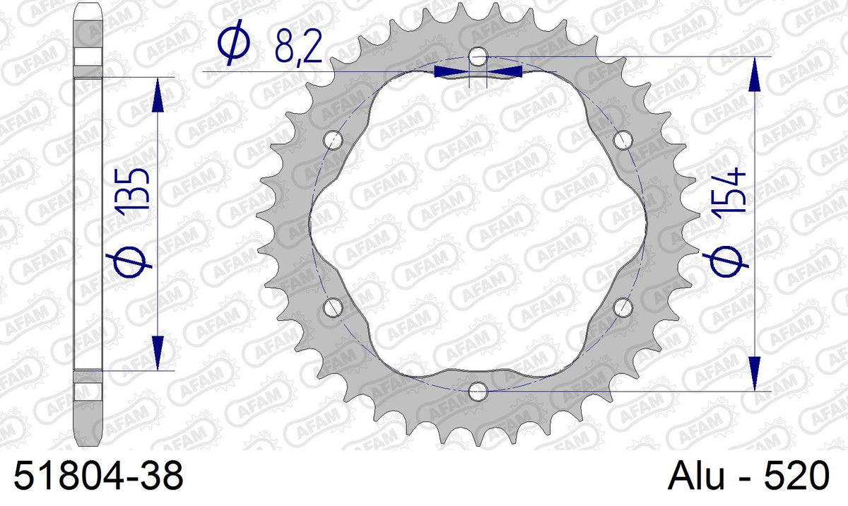 Corona AFAM 51804-38 in all. passo 520 DUCATI 1098 2007  -2008  