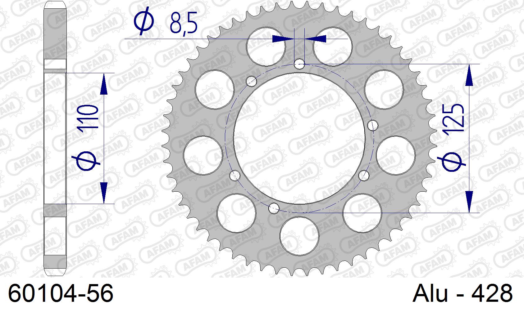 Corona AFAM 60104-56 in all. passo 428 HM-HONDA CRE 50 BAJA 2002