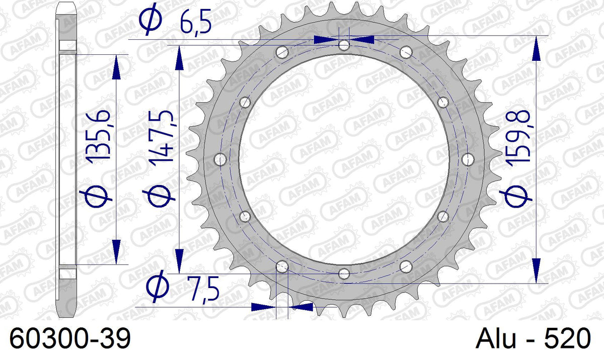 Corona AFAM 60300-39 in all. passo 520 FANTIC 245 TRIAL 1989