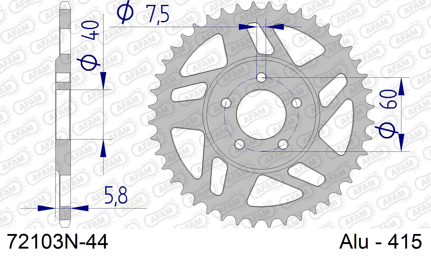 Corona AFAM 72103N-44 in all. passo 415 KTM SX 50 LC PRO SENIOR 2005