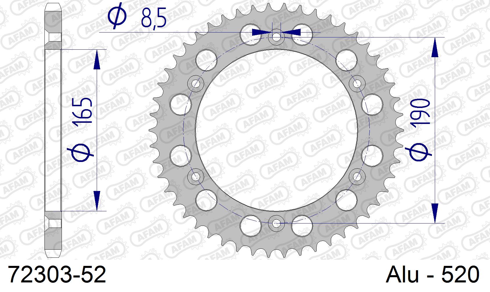 Corona AFAM 72303-52 in all. passo 520 KTM GS 125 1985