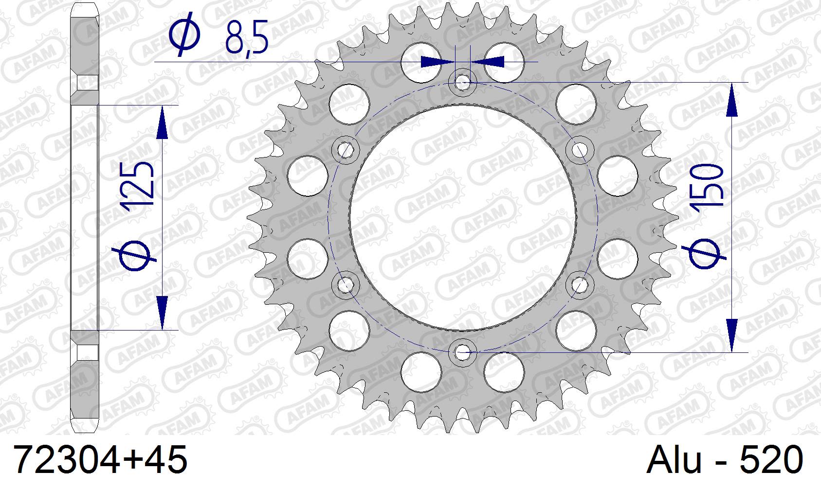 Corona AFAM 72304+45 in all. passo 520 KTM EXC 200 2012  -2016  