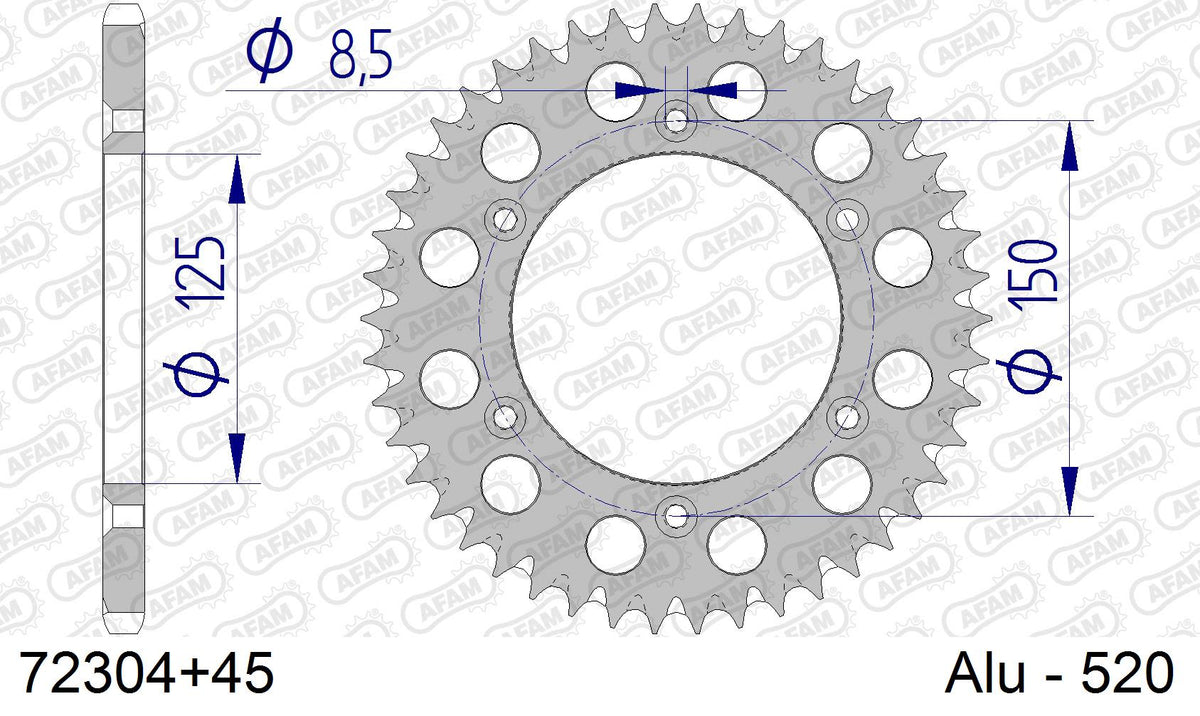 Corona AFAM 72304+45 in all. passo 520 KTM EXC 200 2012  -2016  