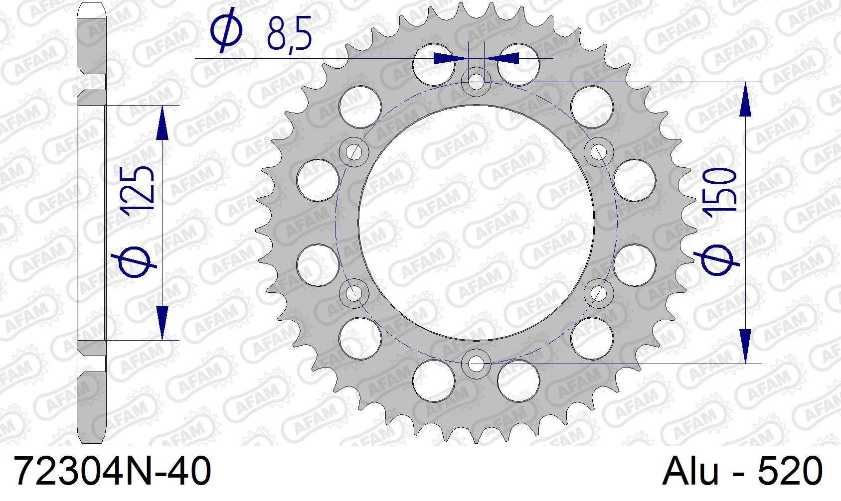 Corona AFAM 72304N-40 in all. passo 520 HUSABERG FS 650 SUPERMOTARD 2004  -2007  