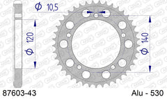 Corona AFAM 87603-43 in all. passo 530 SUZUKI GSX-R 1000 2007  -2008  