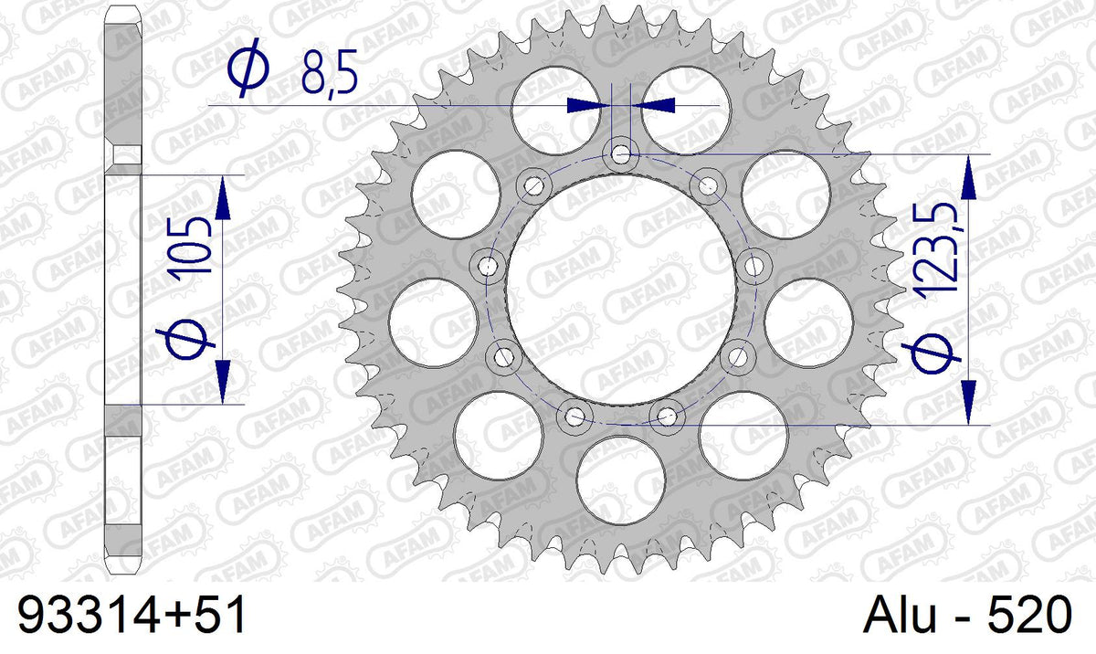 Corona AFAM 93314+51 in all. passo 520 T.M. MX 125 2003  -2009  