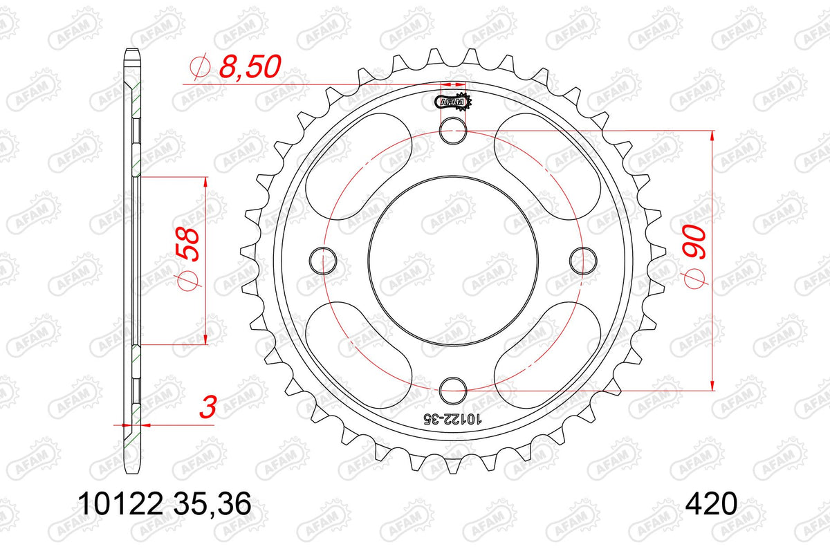 Corona AFAM acciaio10122-35 Passo 420 HONDA C 125 A SUPER CUB N 2022  -2023  