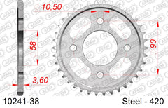 Corona AFAM acciaio10241-38 Passo 420 HONDA MSX 125 A GROM ABS M 2021  -2022  