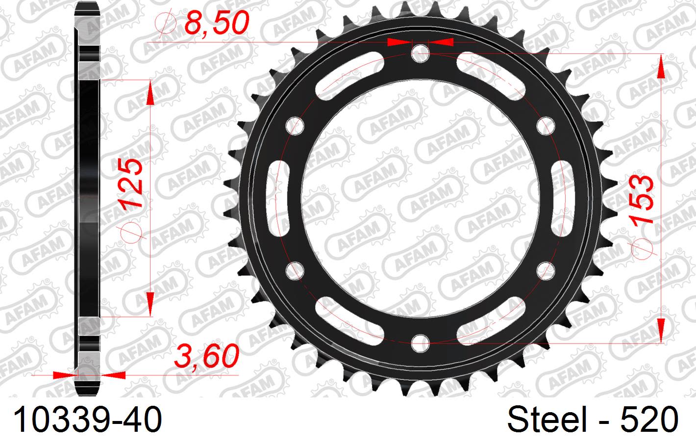 Corona AFAM acciaio10339-40 Passo 520 HONDA CRF 300 LA ABS M 2021