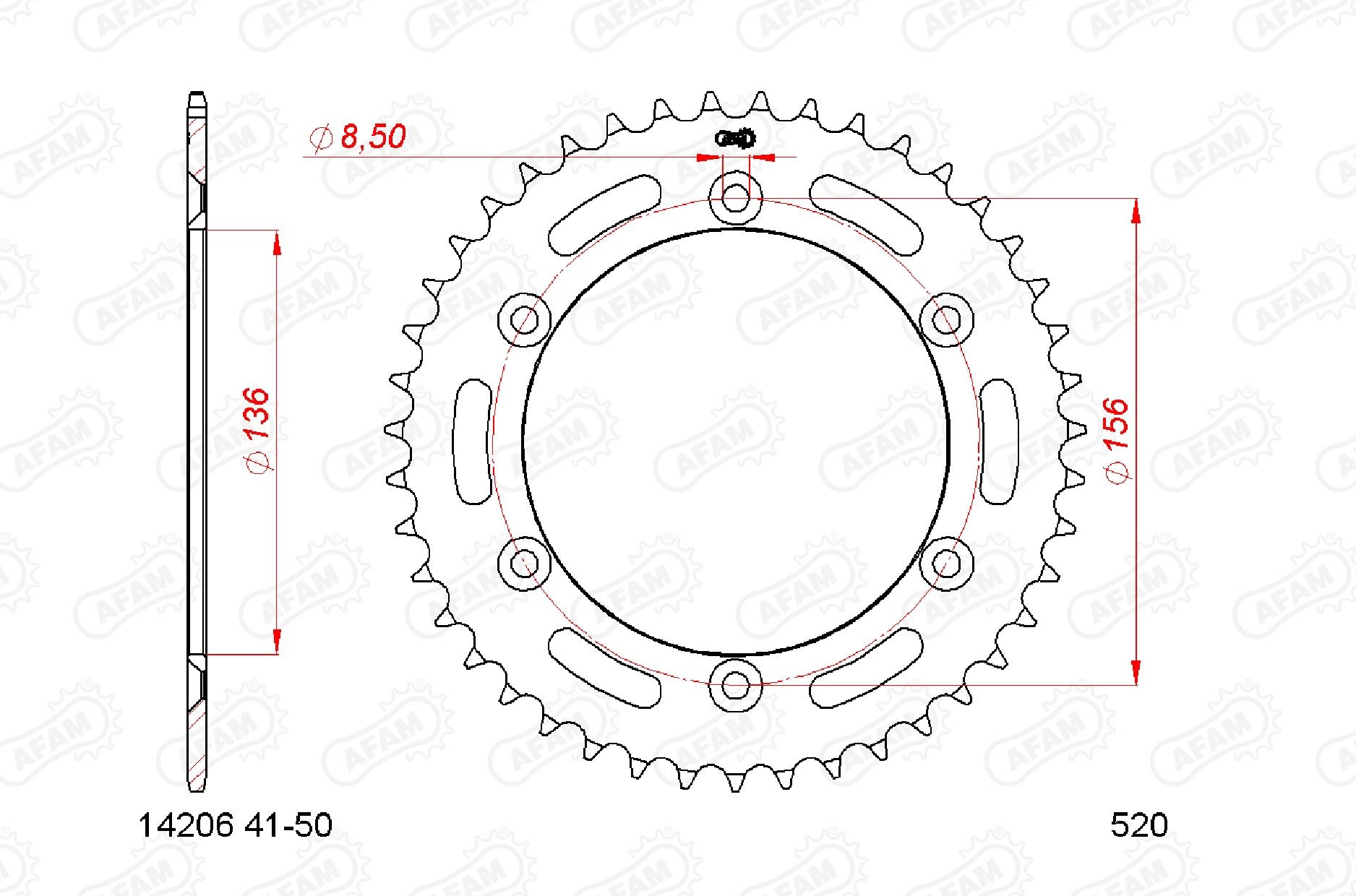 Corona AFAM acciaio14206-42 Passo 520 SWM SM 500 R 2016  -2019  