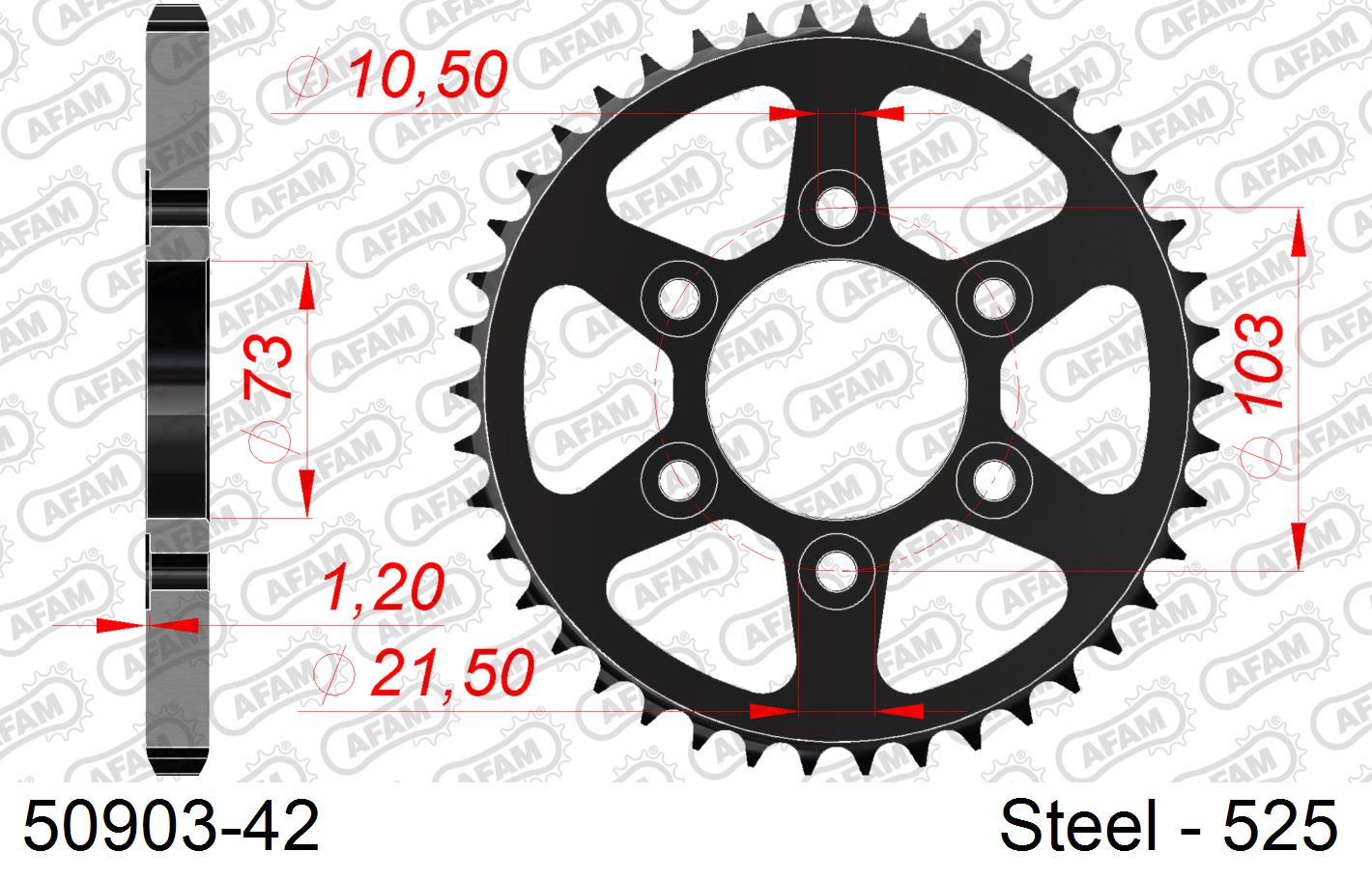 Corona AFAM acciaio50903-42 Passo 525 DUCATI V4 1158 MULTISTRADA (FOR SPROCKET CARRIER PCD4) 2021