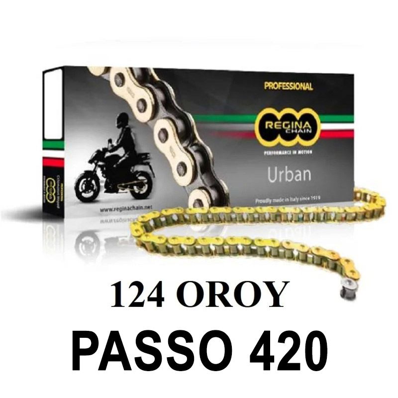 Catena 124OROY 130 maglie passo 420 - Oro DERBI GPR 50 2010  -2013  