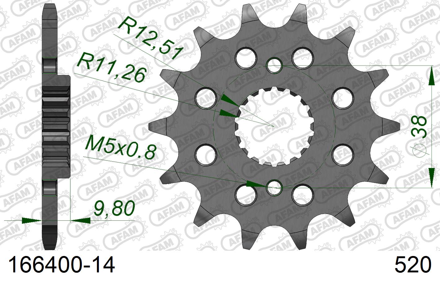 Pignone AFAM 166400-14 passo 520 HUSQVARNA TC 449 2011  -2013  