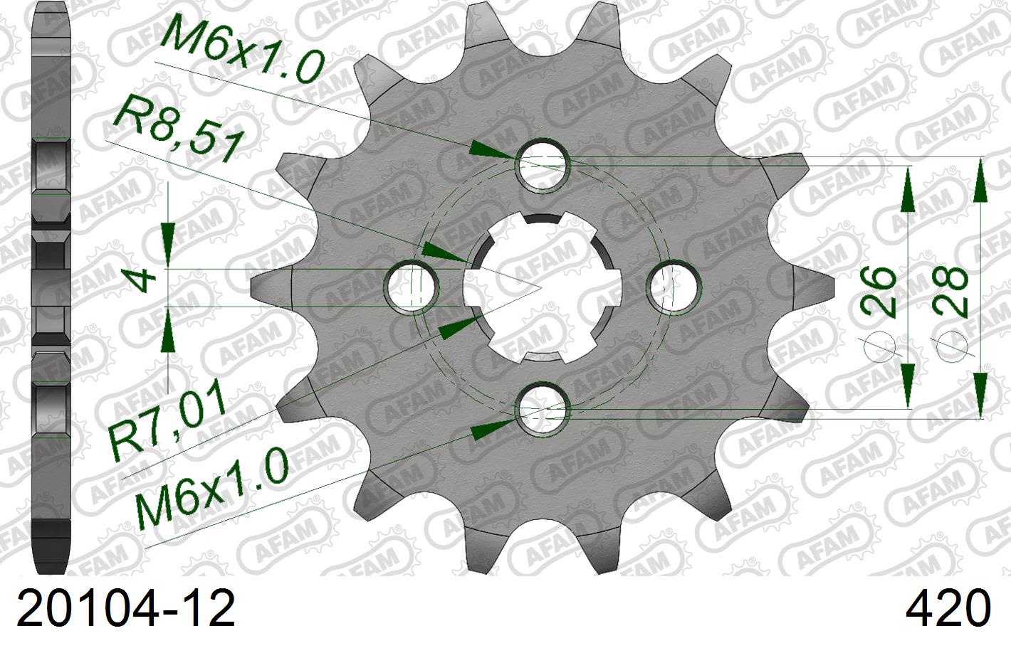 Pignone AFAM 20104-12 passo 420 HONDA NSR 50 1989  -1995  