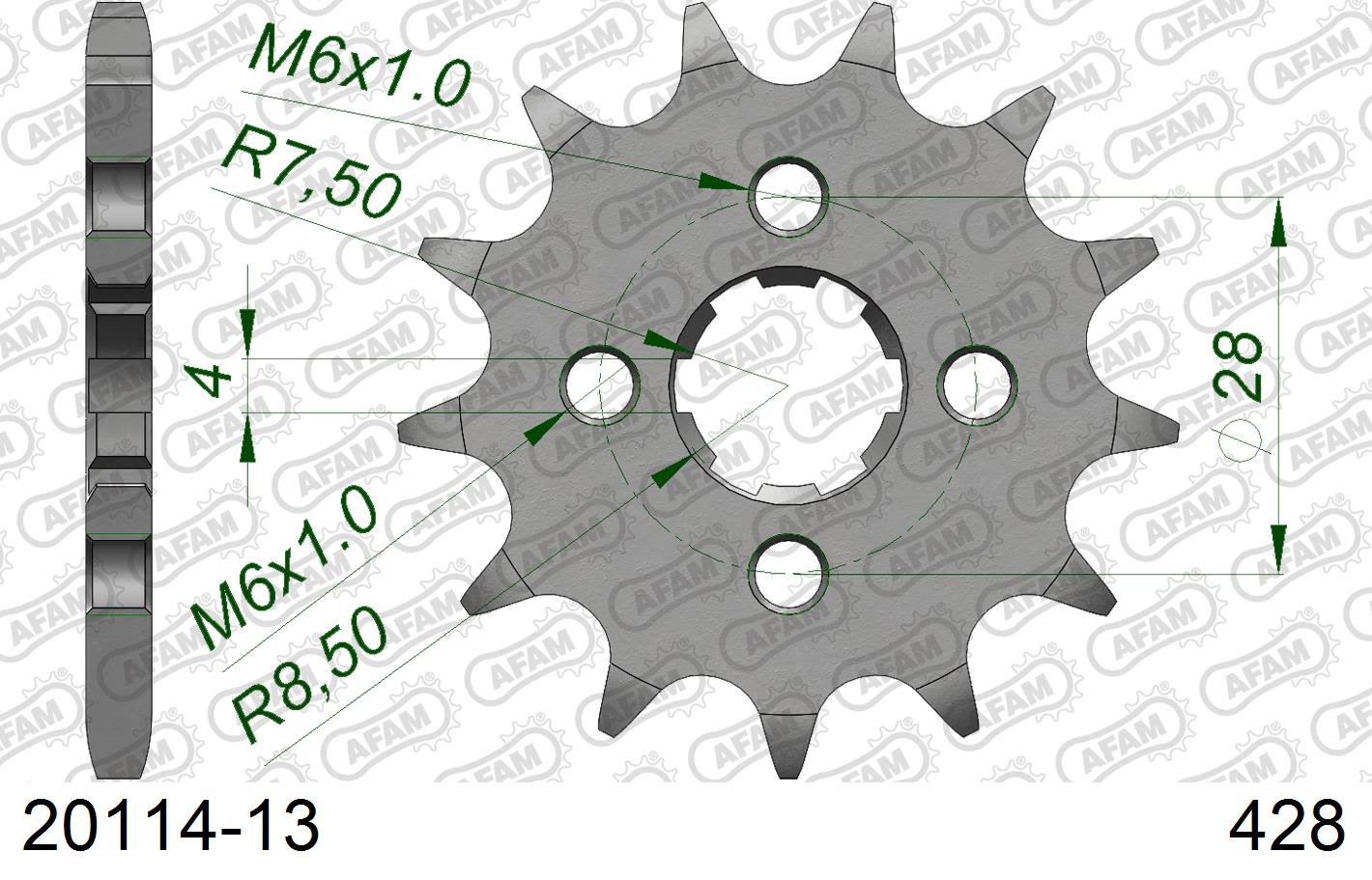 Pignone AFAM 20114-13 passo 428 HONDA CRF 125 F SMALL WHEELS 2014  -2022  