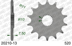 Pignone AFAM 20210-13 passo 520 HM-HONDA CRE 125 R ENDURO 2004  -2007  