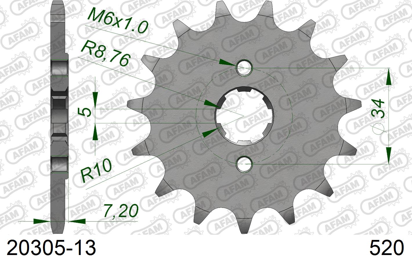 Pignone AFAM 20305-13 passo 520 HONDA NSR 125 R 1989  -1992  