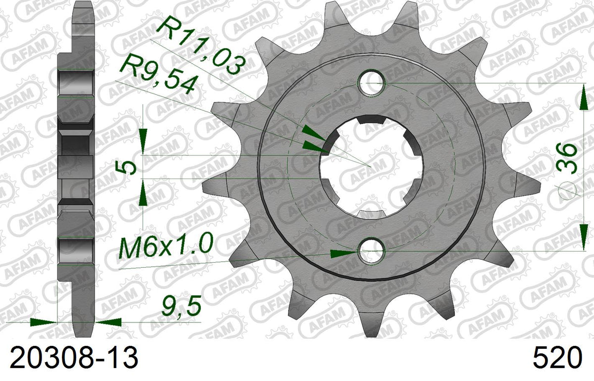 Pignone AFAM 20308-13 passo 520 HONDA TRX 250 1986  -1987  