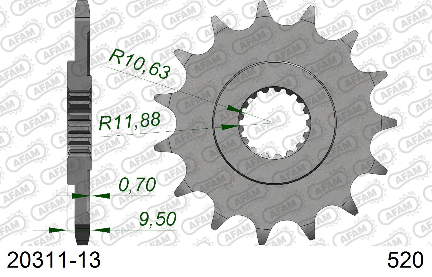 Pignone AFAM 20311-13 passo 520 HM-HONDA CR 250 R MOTO 2004