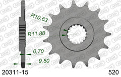 Pignone AFAM 20311-15 passo 520 HM-HONDA CRM F 450 R SUPERMOTO 2007  -2008  