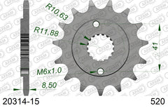 Pignone AFAM 20314-15 passo 520 HONDA XR 400 R 1996  -2005  