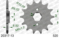 Pignone AFAM 20317-13 passo 520 HONDA CA 125 REBEL 1995  -2000  