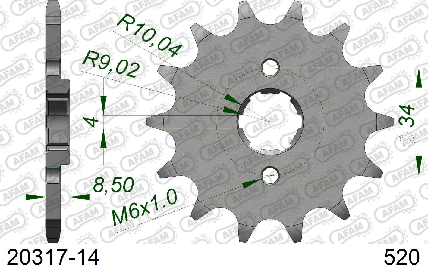 Pignone AFAM 20317-14 passo 520 HONDA CB 250 NIGHTHAWK 1992  -2000  