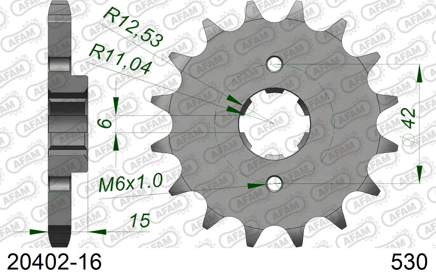 Pignone AFAM 20402-16 passo 530 HONDA NS 400 R 1985  -1989  