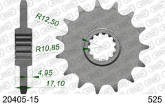 Pignone AFAM 20405-15 passo 525 HONDA VFR 400 R 1989  -1992  