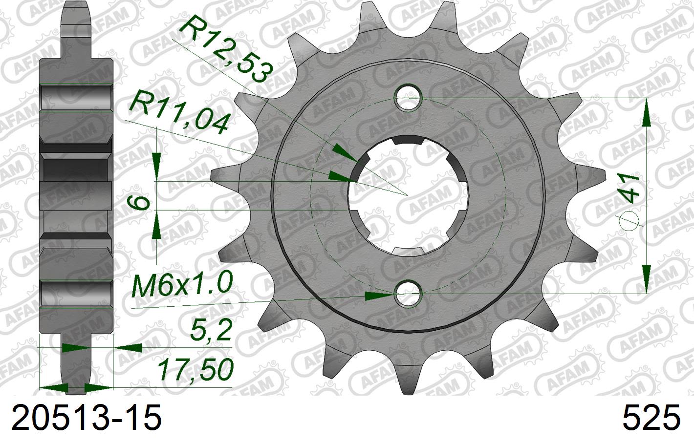 Pignone AFAM 20513-15 passo 525 HONDA XBR 500 1985  -1987  