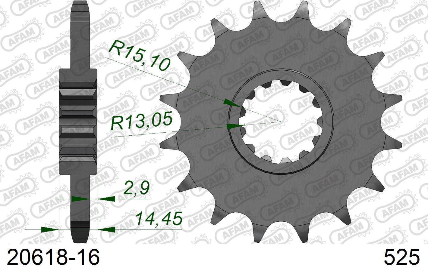 Pignone AFAM 20618-16 passo 525 HONDA VFR 800 FA ABS 2014  -2019  