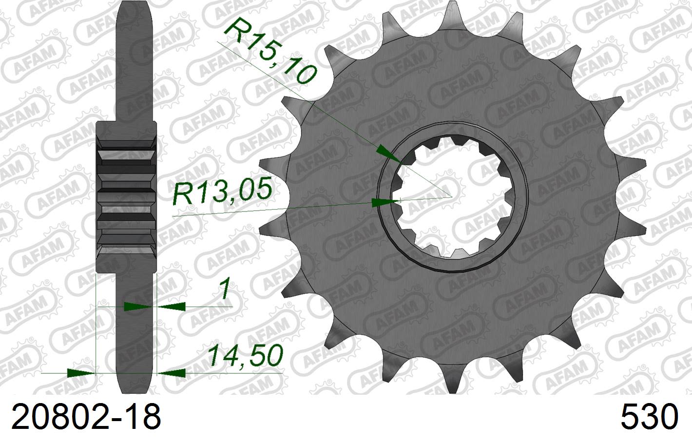 Pignone AFAM 20802-18 passo 530 HONDA CB 1100 A ABS 2014  -2015  