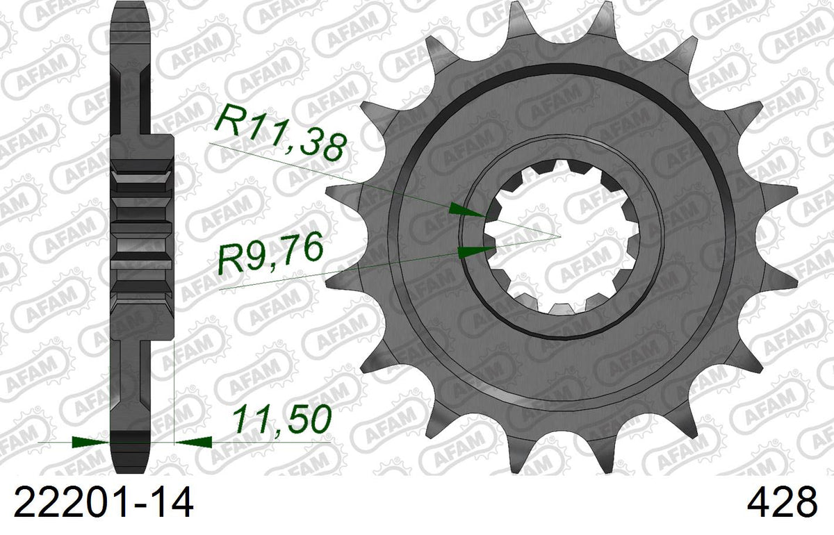 Pignone AFAM 22201-14 passo 428 KAWASAKI KLX 125 L 2003  -2006  