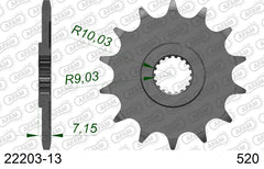 Pignone AFAM 22203-13 passo 520 SUZUKI RM 125 1987  -1991  