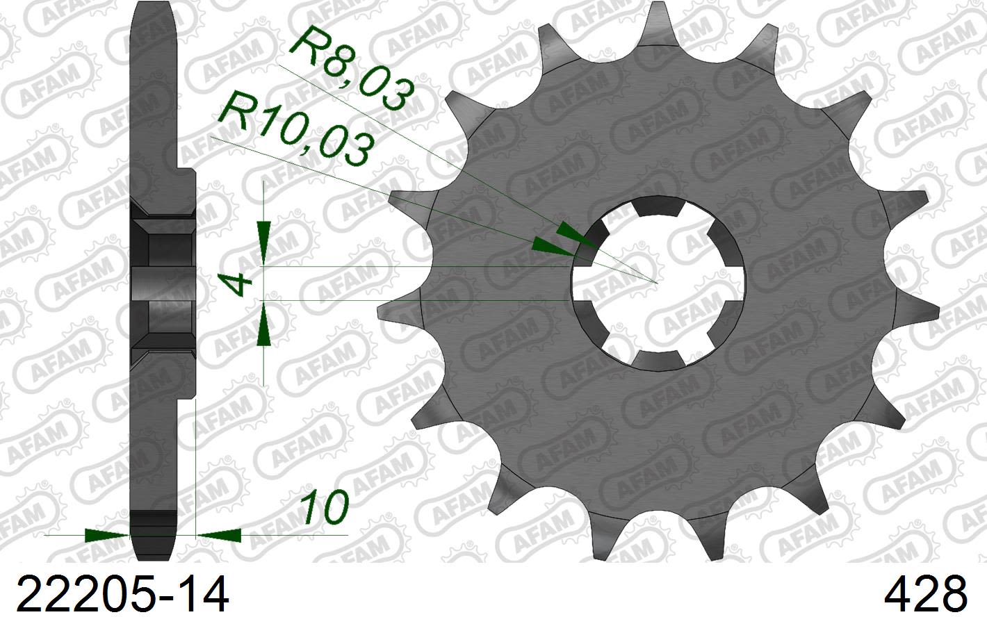 Pignone AFAM 22205-14 passo 428 HYOSUNG GA 125 CRUISE 1997  -1998  