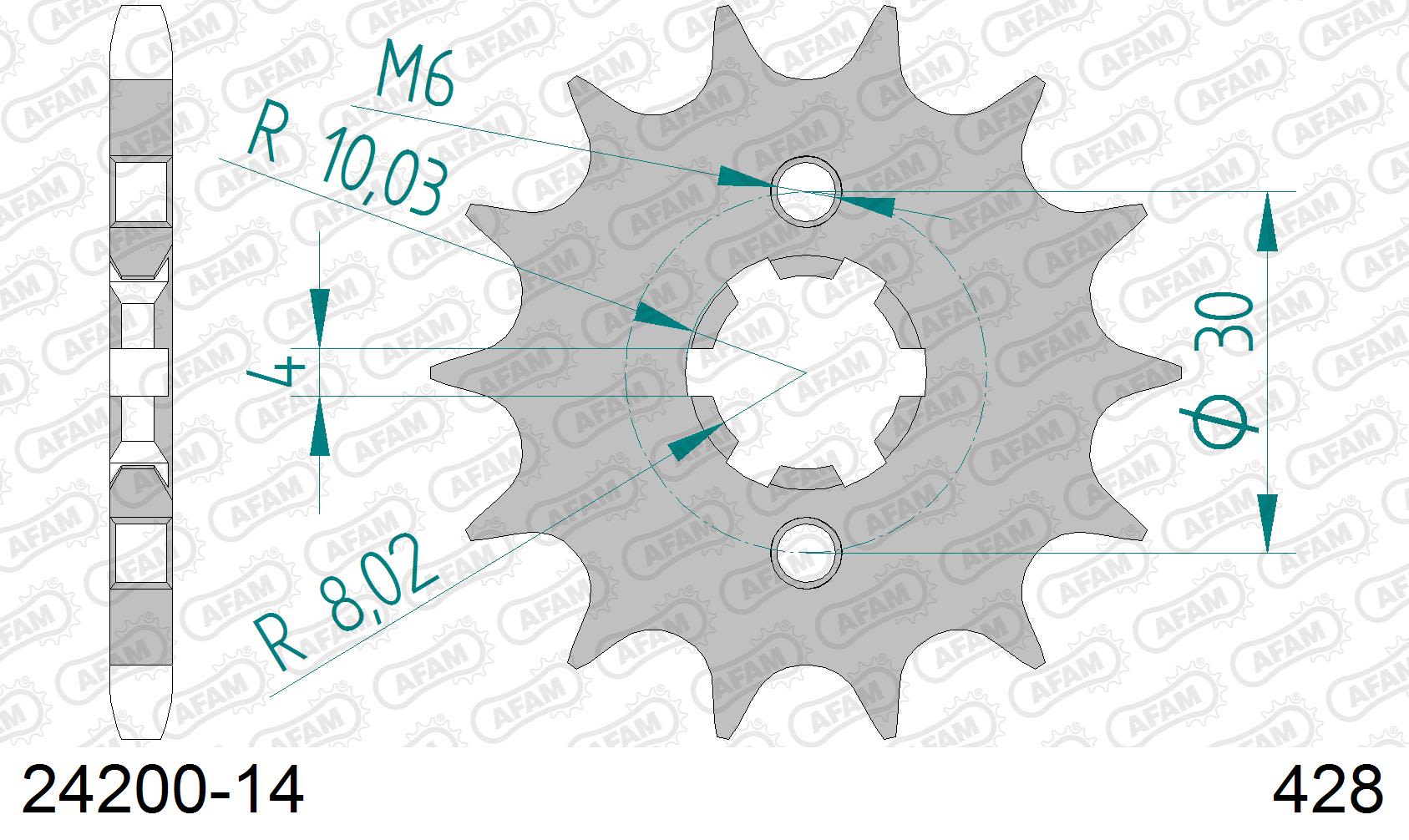 Pignone AFAM 24200-14 passo 428 KAWASAKI KMX 125 1986  -1998  