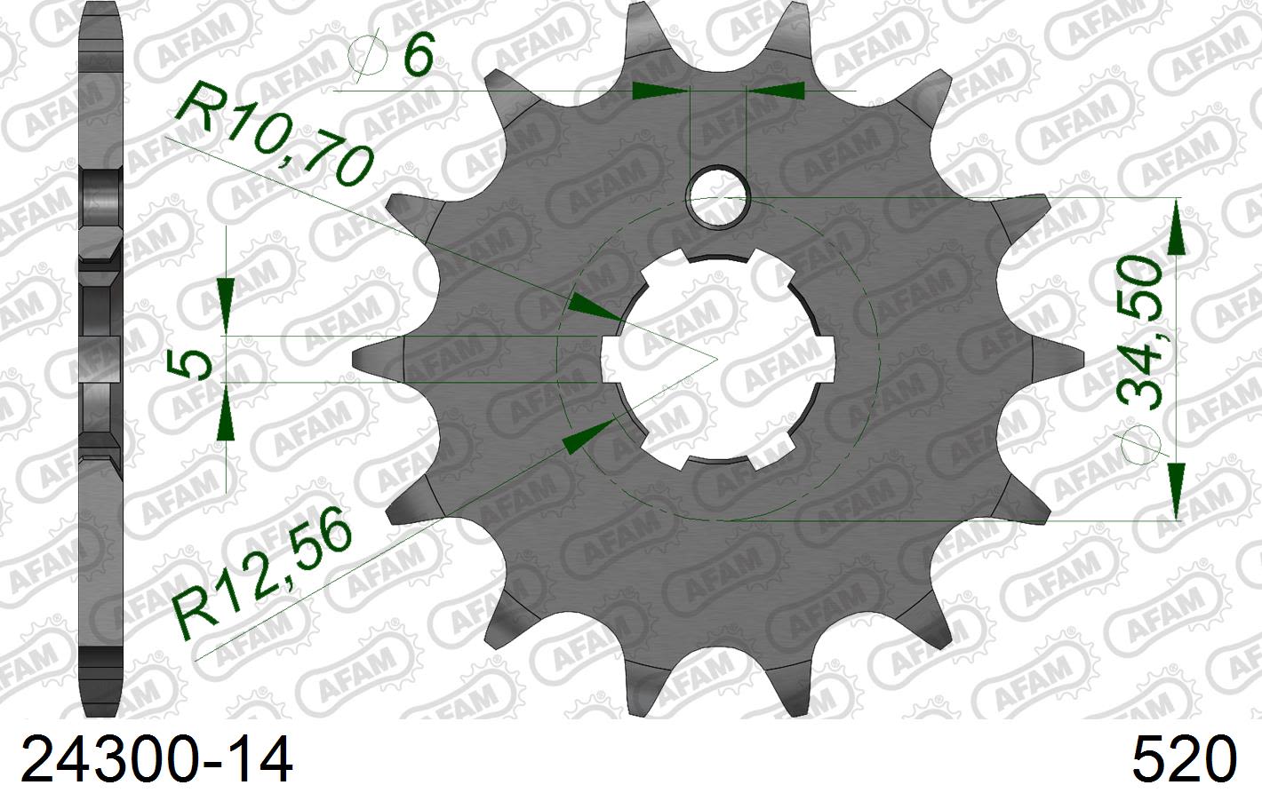 Pignone AFAM 24300-14 passo 520 KAWASAKI KLX 250 1982  -1997  