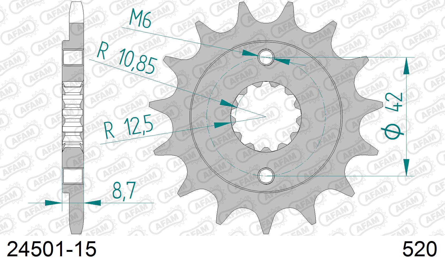 Pignone AFAM 24501-15 passo 520 KAWASAKI BJ 250 2002  -2003  