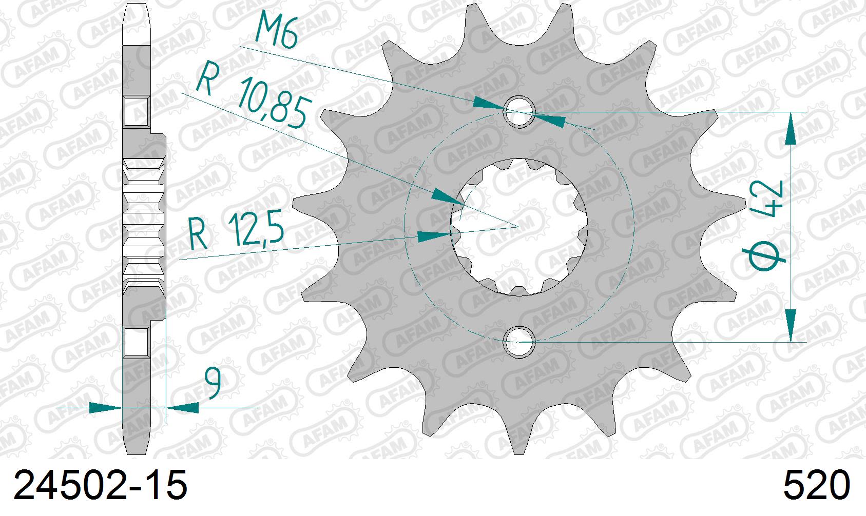 Pignone AFAM 24502-15 passo 520 KAWASAKI KLR 250 KL 250 1985  -2005  