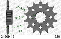 Pignone AFAM 24509-15 passo 520 KAWASAKI ZX 6 R 1998  -2001  